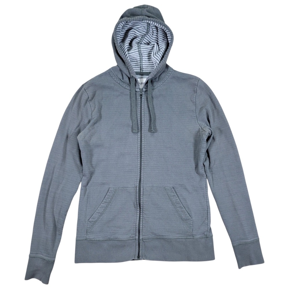 Pact Organic Cotton Zip Up Hoodie Womens XS Green Slub Knit Casual Sustainable